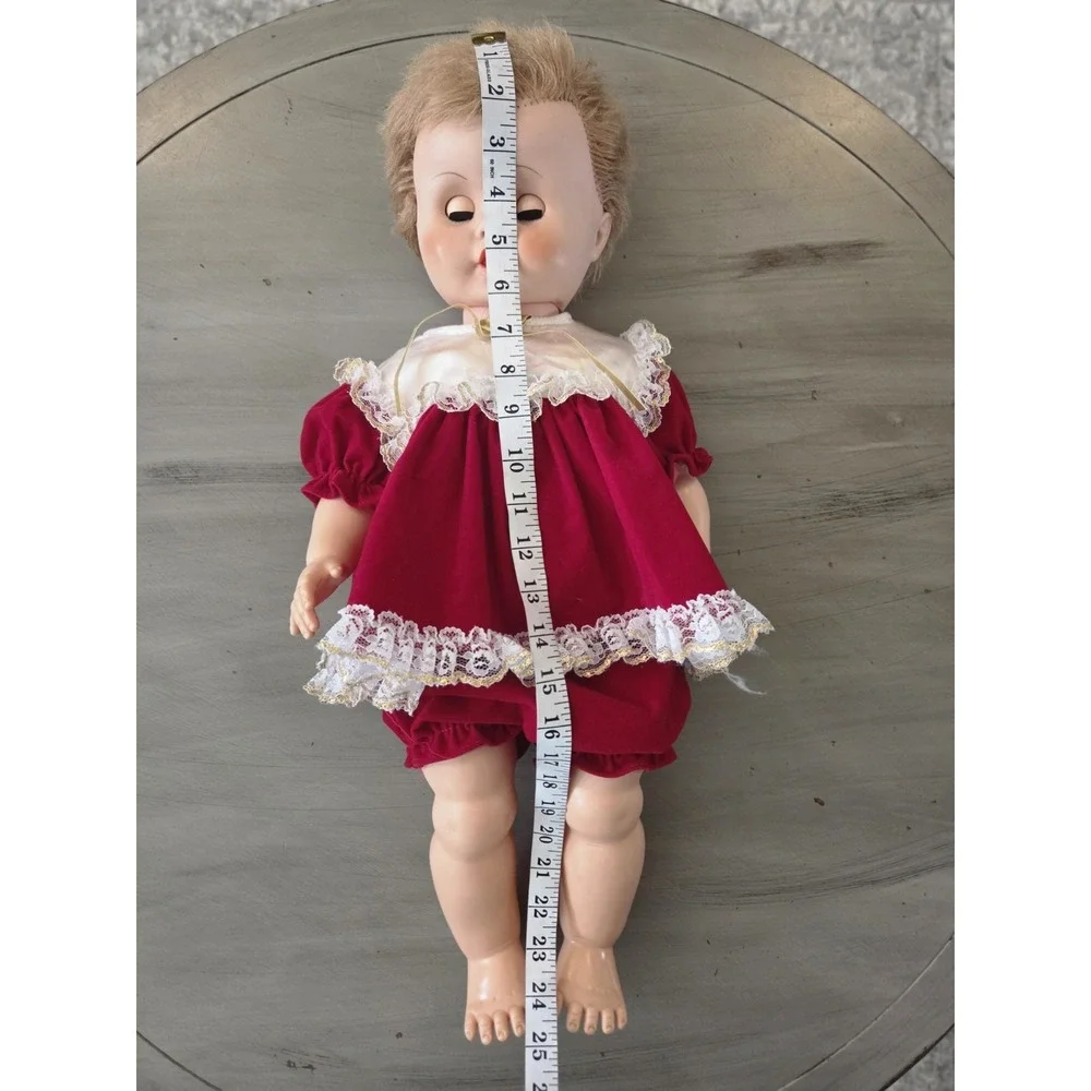 Vtg 50s 60s Drink And Wet Doll Eyes Close Blue Eyes Reddish Brown Hair‎